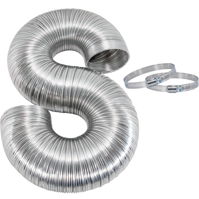 Eastman 8 Foot ArmorFlex Dryer Vent, Flexible Aluminum Duct with Clamps, Semi-Rigid, 69028 - Image 1